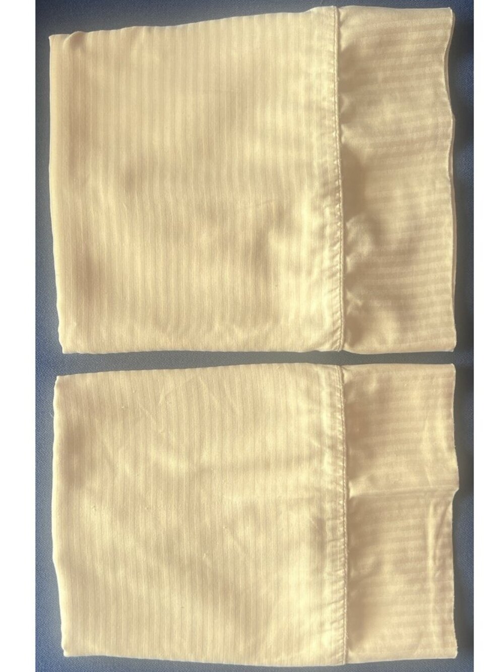 Pair ROYAL SATEEN Pillowcases KING Size Yellow 100% Egyptian Cotton Muted Stripe